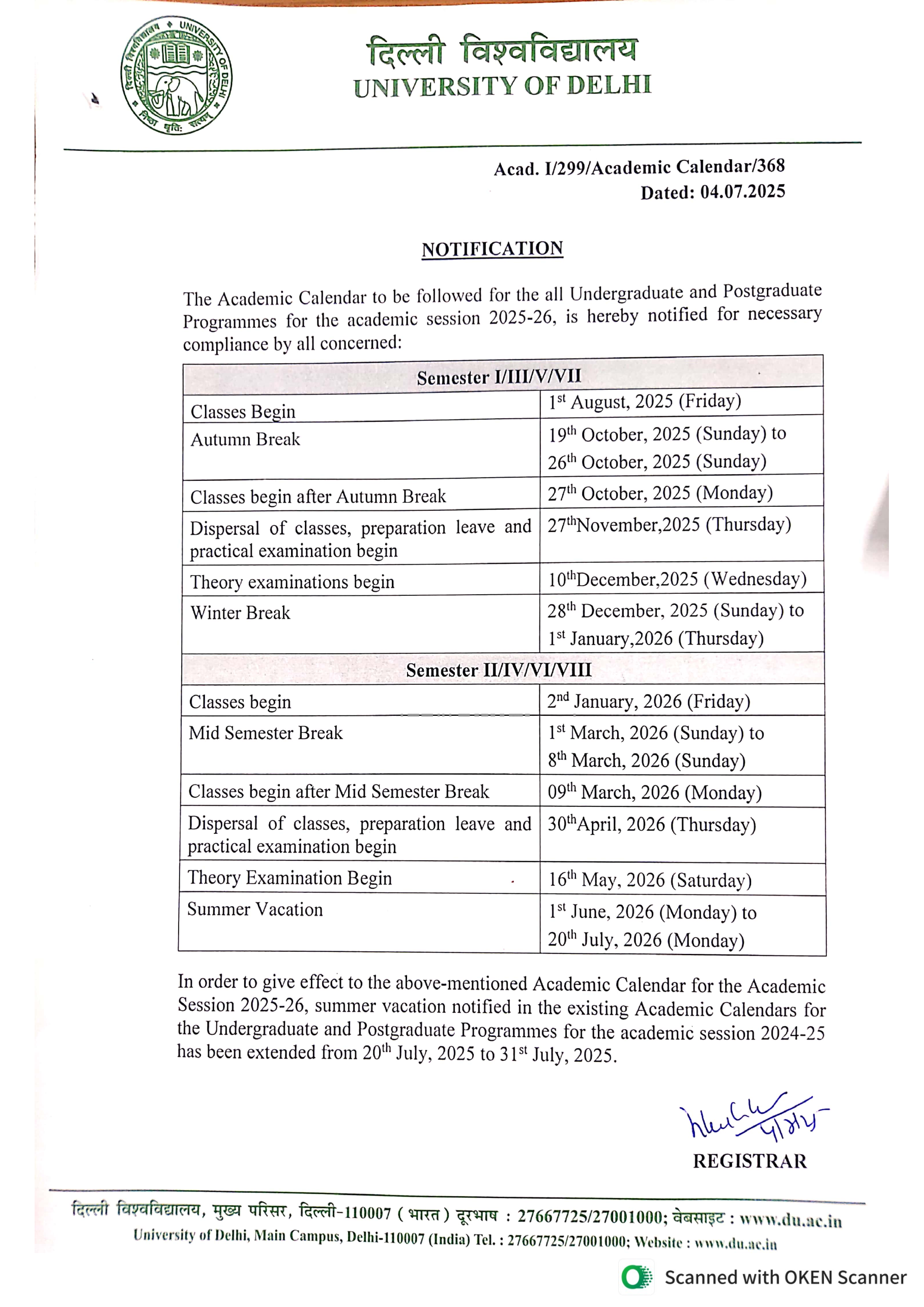 Academic Calendar 2025-26